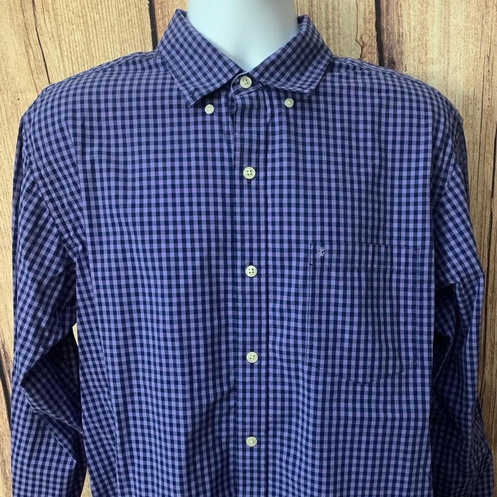 IZOD purple plaid long sleeve button down